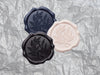 Metallic Silver Tissue Paper with Pale Pink, Navy and Black Wax Seals