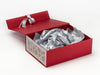 Silver Tissue Paper Featured with Silver Snowflakes FAB Sides® on Red A4 Deep Gift Box