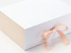 Sample Hessian Linen FAB Sides®  on White No Magnets Gift Box with Peach Fuzz Ribbon