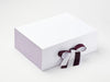 Sample Lavender Linen FAB Sides® on White Gift Box with Midnight Plum Ribbon