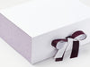 Lavender Linen FAB Sides® Featured on White Gift Box with Midnight Plum Ribbon