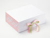 White A4 Deep No Magnet Gift Box with Pink Hearts FAB Sides® Cool Matcha and Rose Pink Ribbon