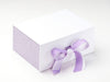 Hyacinth Ribbon Featured on White No Magnet Slot Gift Box  with Lavender Linen FAB Sides®