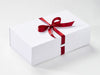 Wite Double Bottle Gift Box Supplied with Wrapped Red Sparkle Ribbon