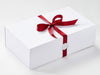 White Double Bottle Gift Box Supplied with Red Sparkle Ribbon and hite Wax Seal