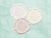 Pale Pink, Ivory and White Wax Seals Featured with Mint Green Tissue Paper