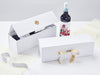 White Single Bottle Gift Boxes with Gold Wax Seal and Gold Sparkle Ribbon