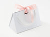 White Small BoxBag with Pale Pink Satin Ribbon. Ideal with Powder Pink Tissue Paper