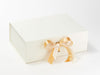 Gold Merry Christmas Recycled Ribbon Featured as a double bow on Ivory A4 Deep Gift Box