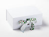 Holly Berry Festive Printed Ribbon on White Gift Box