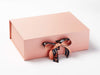 Example of Festive Pheasant Double Ribbon Bow Featured on Rose Gold A4 Deep Gift Box