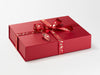 Red Wildwood Recycled Satin Ribbon Featured on Red A4 Shallow Gift Box