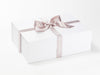 Silver Merry Christmas Recycled Ribbon Featured on White A4 Deep Gift Box