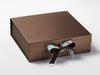 Festive Robin Printed Ribbon on Large Bronze Gift Box