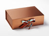 Festive Robin Printed Ribbon on Copper Gift Box