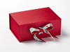 Example of Christmas Robin Ribbon Sample on Red A5 Deep Gift Box